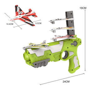 Bubble Catapult Plane Toy with 4 Glider Outdoor Sport Toys for Kids-Green