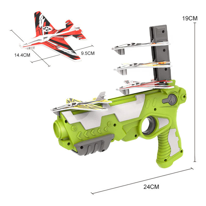 Bubble Catapult Plane Toy with 4 Glider Outdoor Sport Toys for Kids-Green