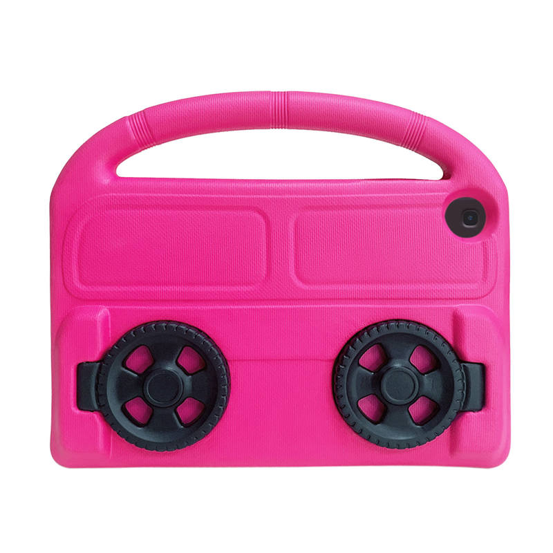 Wheel Samsung Tablet Case For Tab A 10.1 T510/T515(2019) Shockproof Stand Cover With Handle Stand-Rose