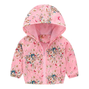 Boys Girls Cartoon Print Zip Lightweight Jacket Hooded Coats Casual Windbreaker-37