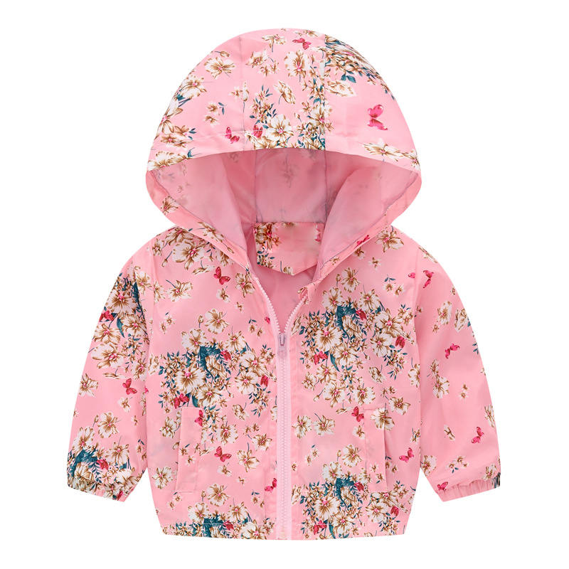 Boys Girls Cartoon Print Zip Lightweight Jacket Hooded Coats Casual Windbreaker-37