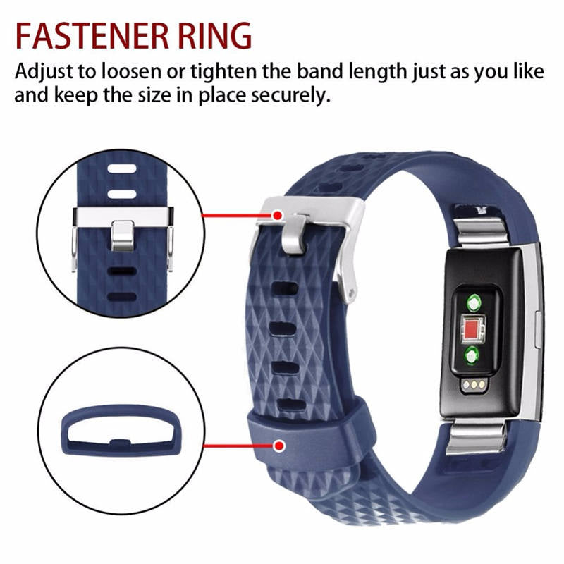 Silicone Replacement Strap Wrist Accessories For Fitbit Charge 2 -Rose Red