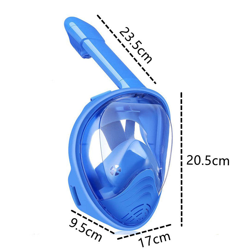 Kids Snorkel Mask Full Face with Camera Mount 180 Degree Panoramic View Snorkeling Set-Blue