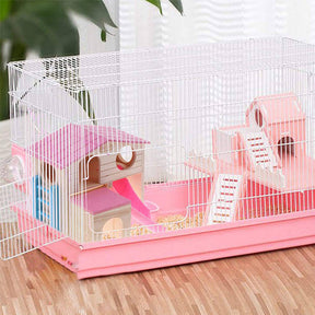 Small Animal Wooden Hideout Hamster House with Slide-Pink