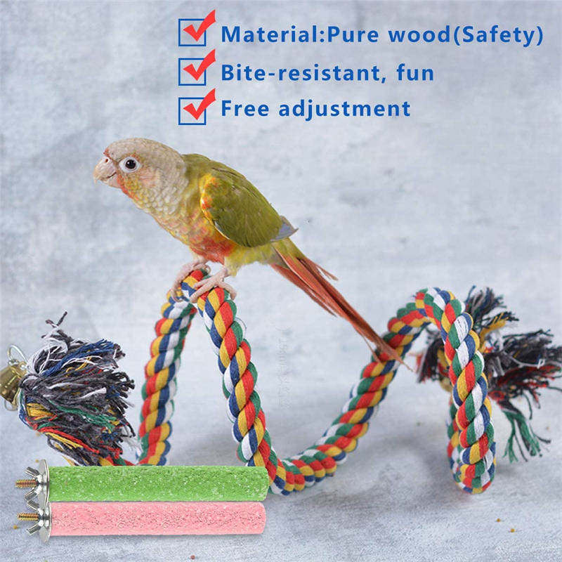 3Pcs Bird Perch Stand Bird Rope Toys for Parakeets Cockatiels Macaws