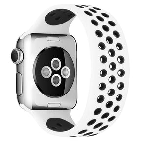 Sports Breathable Silicone Solo Loop Watchband for Apple Watch Series 6/5/4/3/2/1/SE-WhiteGray