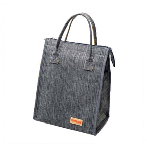 Waterproof Oxford Cloth Picnic Bag Insulated Lunch Bento Handbag-Grey