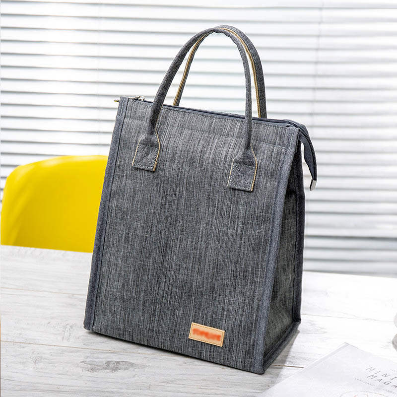 Waterproof Oxford Cloth Picnic Bag Insulated Lunch Bento Handbag-Grey