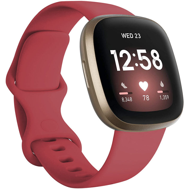 Soft Silicone Sport Replacement Strap For Fitbit Versa 3/Fitbit Sense Small Large-DarkRed