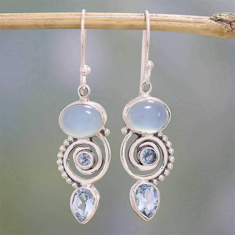 Blue Topaz Water Drop Dangle Earrings