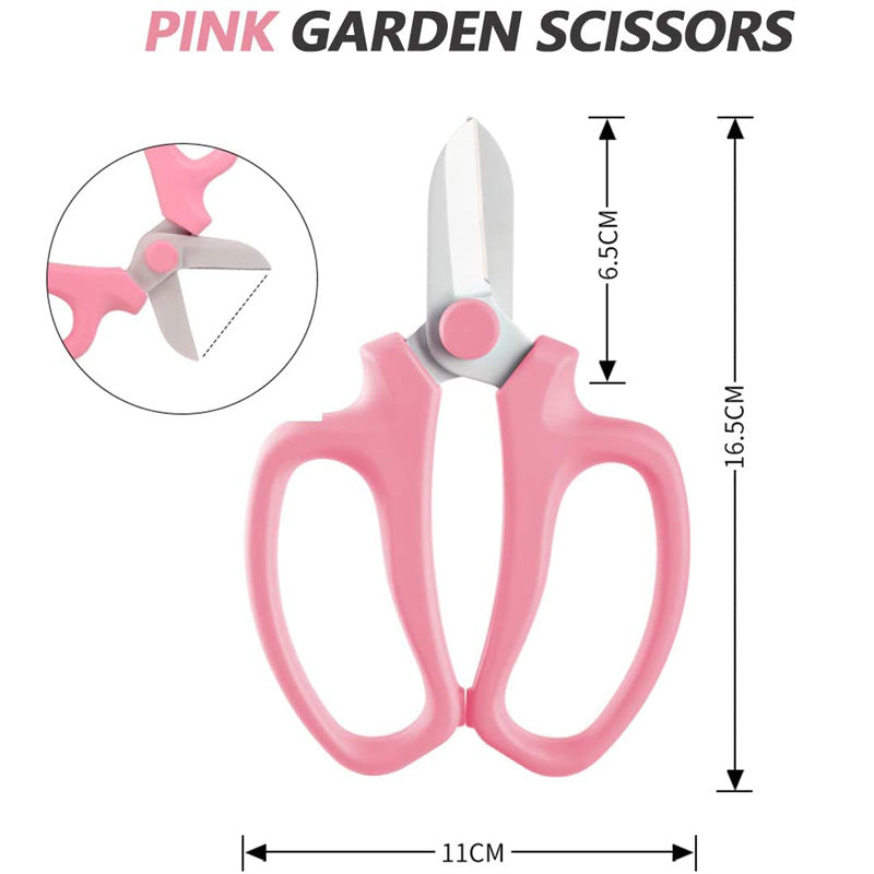 Professional Garden Scissors Teflon Coating with Comfort Grip Handle,Garden Plants Pruning Tool -Pink