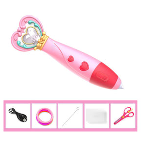 Magic Wand Shape 3D Printing Pen Kit Low Temperature Child Safe-Pink