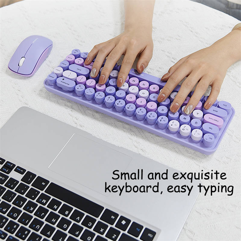 Wireless Keyboard and Mouse Set Combo 2.4G for Laptop Desktop-IDou-Lavender Purple