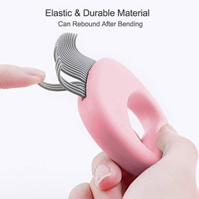 Pet Hair Removal Massaging Shell Comb Soft Deshedding Brush for Long and Short Hair Puppy Bunny-Pink