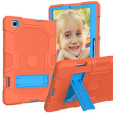 B3 Robot Tablet Case Silicone Shockproof Protective Stand Cover For Samsung Galaxy Tab S6 Lite 10.4 2020 (SH-P610/P615)-Orange&Blue