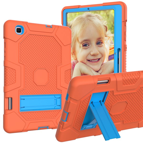 B3 Robot Tablet Case Silicone Shockproof Protective Stand Cover For Samsung Galaxy Tab S6 Lite 10.4 2020 (SH-P610/P615)-Orange&Blue
