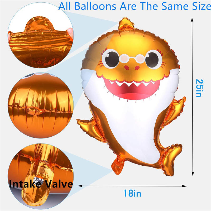 12Pcs 25 inch Cute Shark Balloon Helium Shark Family Balloons for Baby Shark Birthday Part