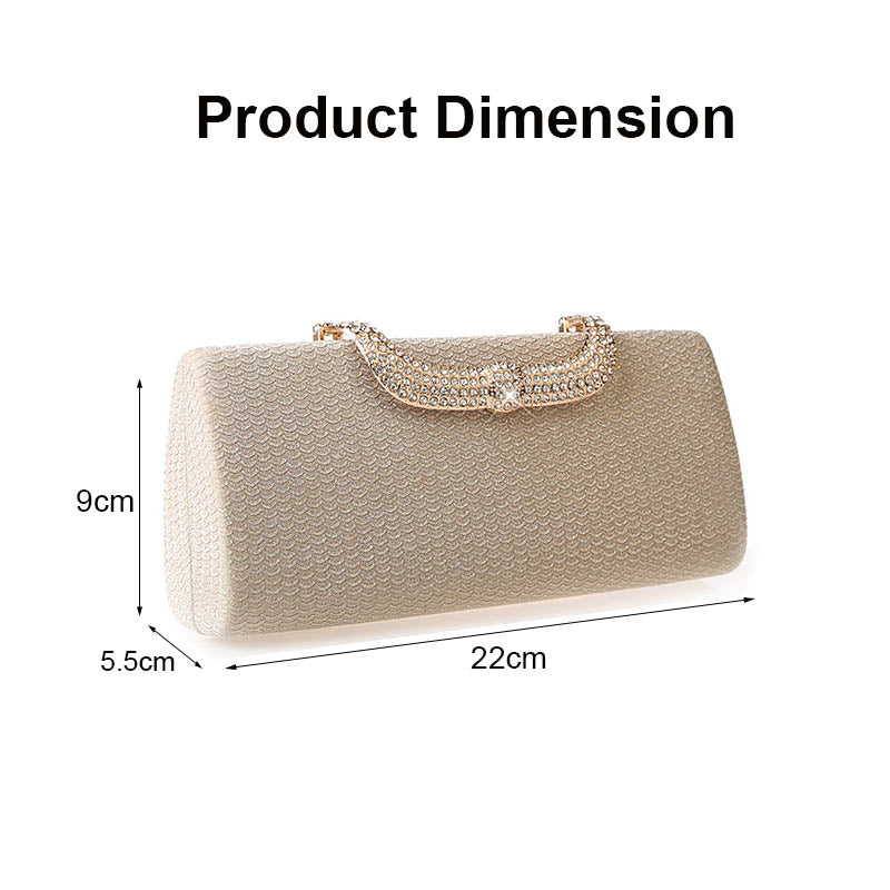 Square Clutch Rhinestone Bag Design Fine Flash Evening for Women-Gold