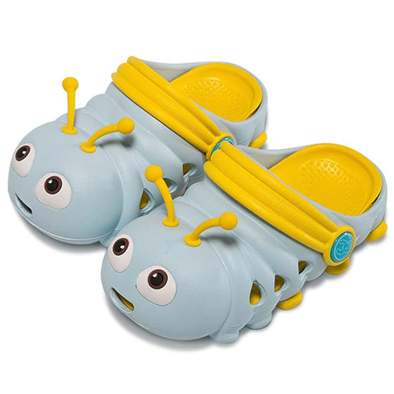 Kids Cute Caterpillar Clogs Lightweight Beach Water Slippers-Light Blue