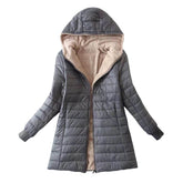 Lookbook Womens Hooded Sherpa Fleece Jacket Winter Warm Coat-Gray