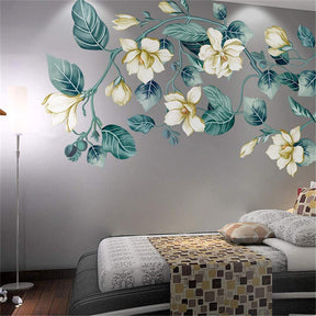 Removable DIY 3D Flower Vine White Floral Leaf Art Decor Wall Sticker Living Room