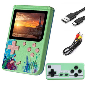 3.0inch Screen Retro Handheld Game Console 500 Classic FC Games Support to TV Output-Two Player-Green