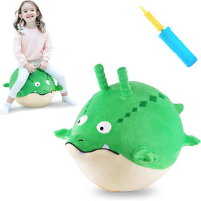 Kids Plush Ride Bouncing Toys Inflatable Gator Hopper Ball with Handle