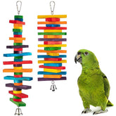 2Pcs Bird Parrot Chewing Sticks Toys Multicolored Natural Wooden Blocks