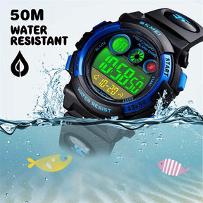 Kid Waterproof Electronic Multi Function Outdoor LED Watches-BlackBlue