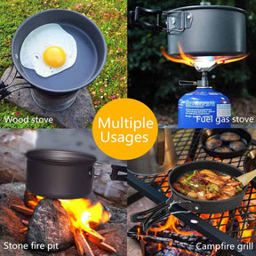 Camping Cookware Mess Kit with Storage Bag-Black