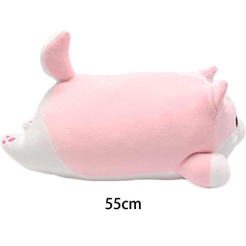 Shiba Inu Dog Plush Pillow Cute Round Eyes Corgi Akita Stuffed Animals Doll Toy Gifts -Pink