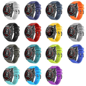 22mm 26mm Sport Silicone Watchband For Garmin Fenix  5Plus/5X Plus Easy Fit Quick Release Starp Black Steel Buckle-Gray