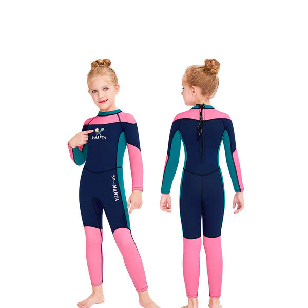 Adore Girls' Wetsuit 2.5MM One-piece Thickened Warm Wetsuit With Long Sleeves-M150552K-Navy