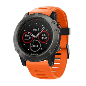 26mm Wristband For Garmin Fenix 3/Fenix 3 HR/Fenix 5X/5X Plus Silicone Sport Strap Replacement Accessories Black Buckle-Orange