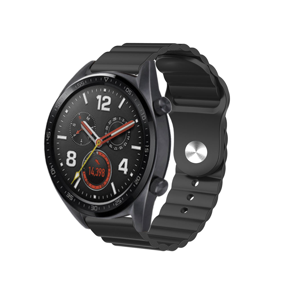 Wave Style Silicone Watch Band For Samsung Galaxy Watch 42/46mm Gear S3 Frontier/Classic(Black)