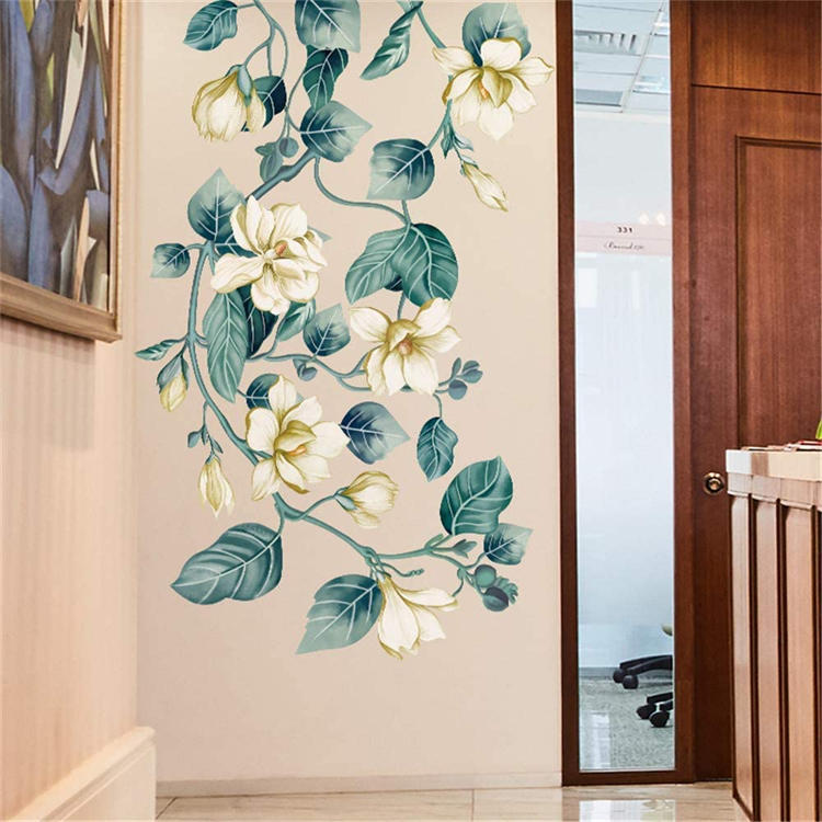 Removable DIY 3D Flower Vine White Floral Leaf Art Decor Wall Sticker Living Room