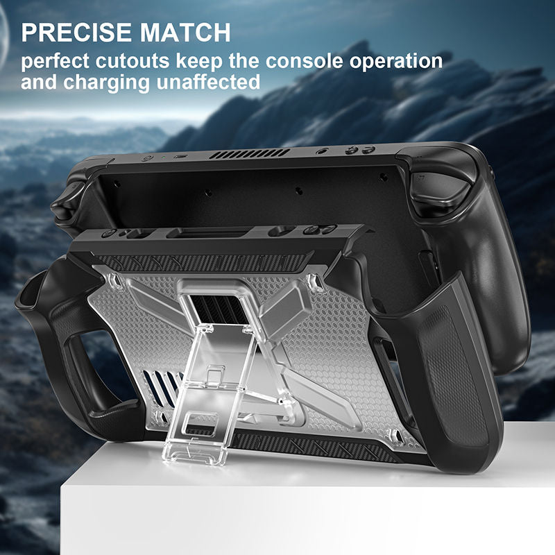 Protective Case for Steam Deck 2021/2022 TPU Cover with Stand Base Shoulder Strap-Transparent