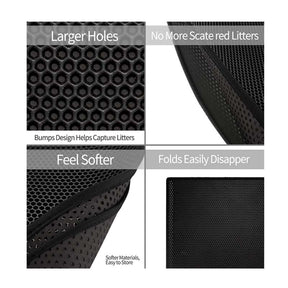 Cat Litter Mat Honeycomb Double-Layer Waterproof Design Easy to Clean-Black