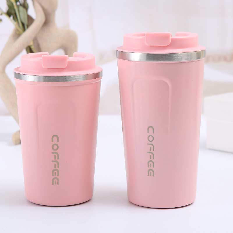 Travel Coffee Cup with Seal Lid Reusable Insulated Tumbler-Pink