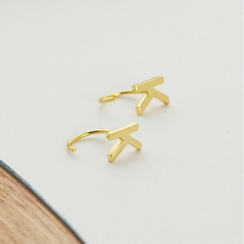 Alphabet Letter Earrings Personalized Initial Stud for Ladies Girls-K