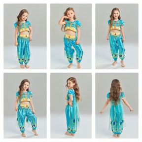 Girls Princess Costume with Headband Halloween Party Luxury Dress
