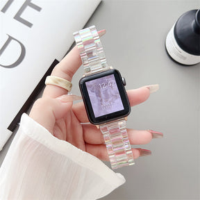 Colorful Acrylic Watch Band Lightweight Metal Buckle for Apple Watch-Rose