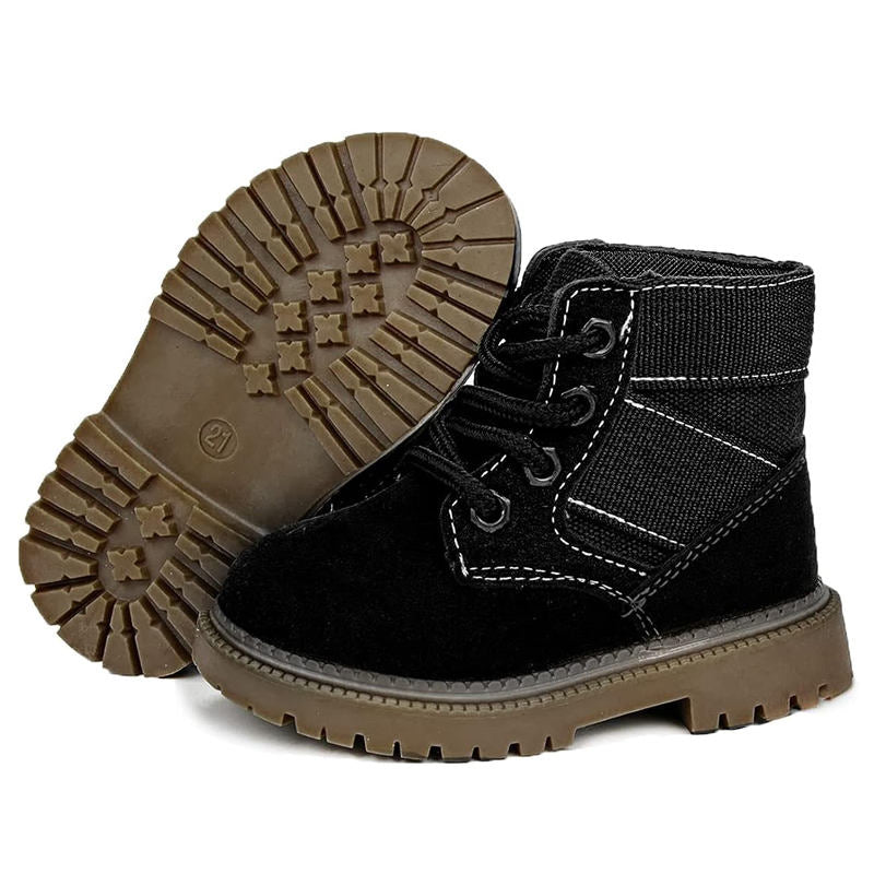Toddler-Unisex Boots Lace up Winter Snow High Top Shoes Outdoor-Black