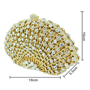 Luxury Rhinestone Evening Clutch Bag Sparkly Bride Wedding Party Purses-Gold