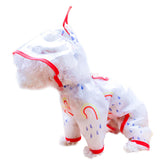 Dog Hoodie Raincoat Transparent Rainbow Printed Slicker for Small Dog -Red