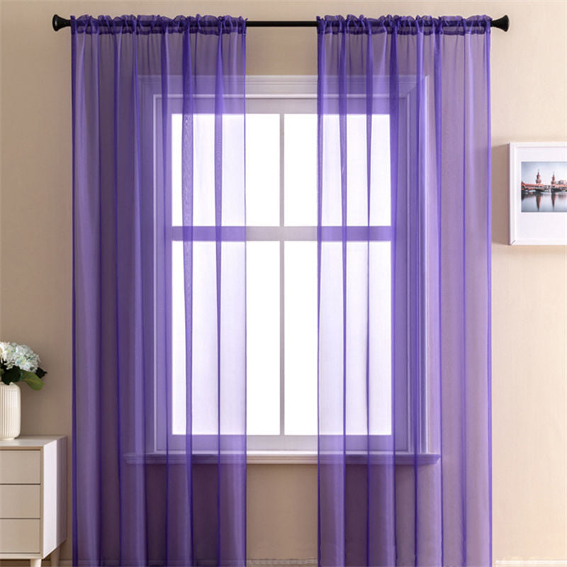 2 Panels Sheer Voile Rod Pocket Elegance Curtains for Living Room Bedroom-41