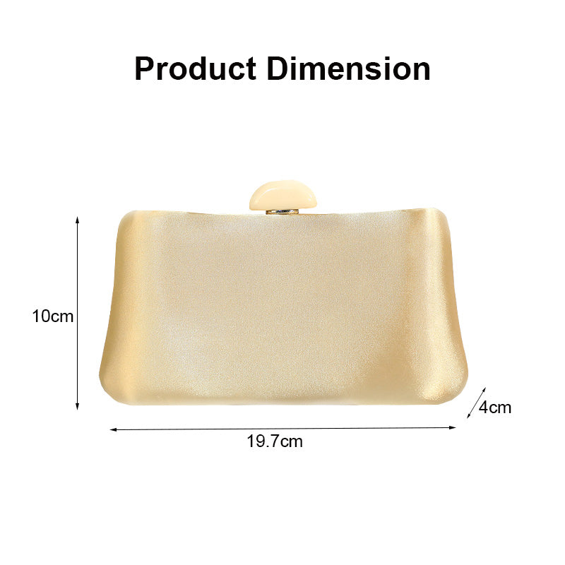 Womens Simple Solid Color Handbag Square Bag with Chain-Gold
