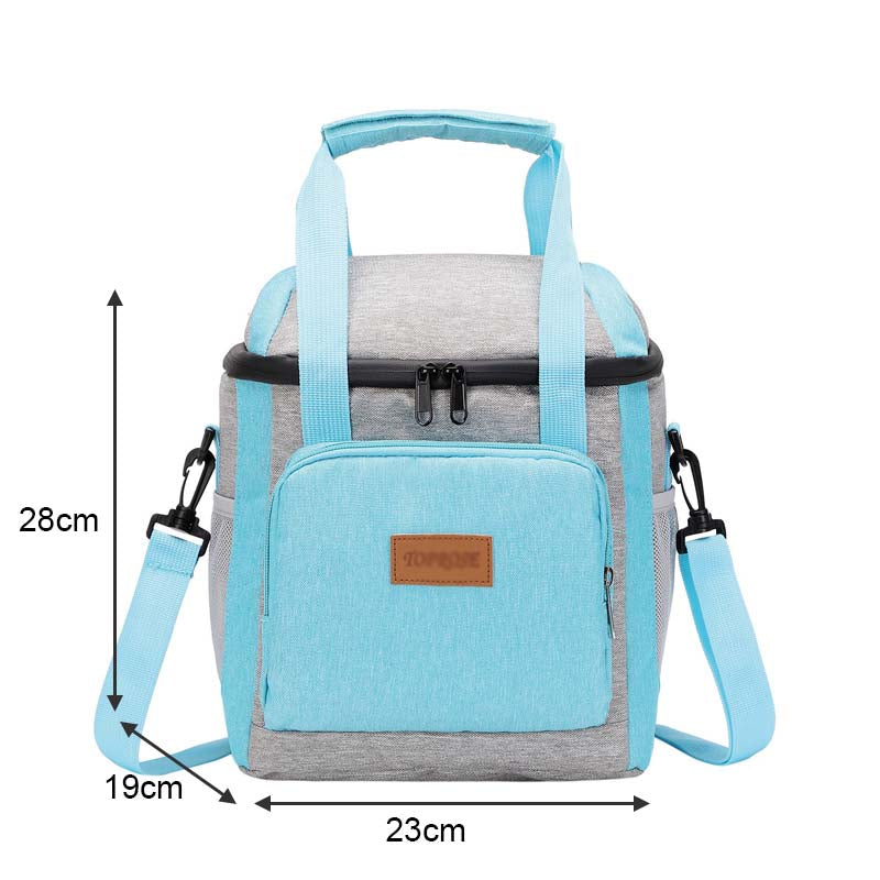 Large Capacity Shoulder Bento Bag Waterproof Insulated Picnic Lunch Bag-Blue