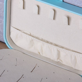 Home & LivingJewelry Box PU Leather Small Portable Travel Case 2 Layers Display Storage Box-Blue