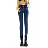 Womens Jeggings Stretch Tummy Control Jean Legging with Pockets-Retro